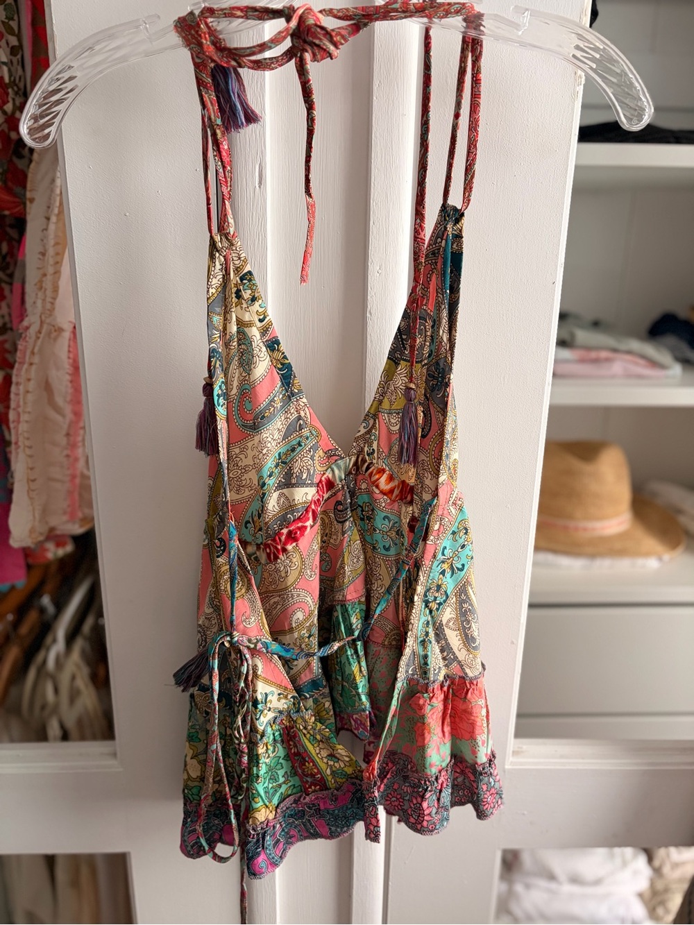 Boho Paisley Tie-Strap Women's Top - Multi - Picture 4 of 7